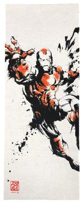 Marushin Hand Marvel Iron Eisen Made in 34 x 90cm Handtuch, Mann, Sumi-e Stil, Mann, 100% Baumwolle, Japan, 2505030800,