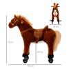 Ride-On Horse for Children, Plush Horse on Wheels, Sounds, Handle, 75 cm Tall, Brown