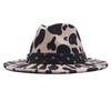Cow Pattern Woolen Top Hat Women's Tie-dyed Fedora Hat European and American Popular Color Diamond Jazz Hat