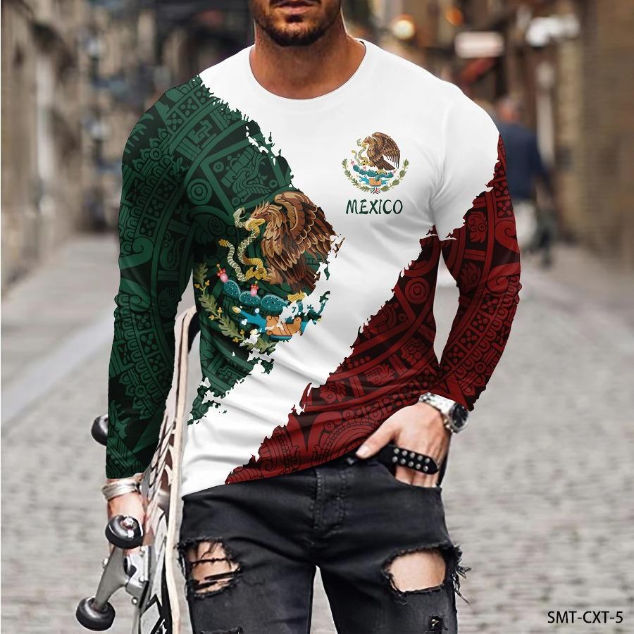 Uomo Primavera Autunno T-Shirt Girocollo Maniche Lunghe Top Uomo Sportivo Taglie Forti Vintage Stampa 3D Pullover