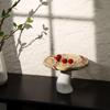 Fruit Plate Sculptural with Pedestal Marble Platter for Tabletop, Coffee Table,