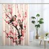 Japanese Cherry Blossom Shower Curtain Set, Asian Anime Shower Curtains for Bathroom Cool Watercolor Abstract Art