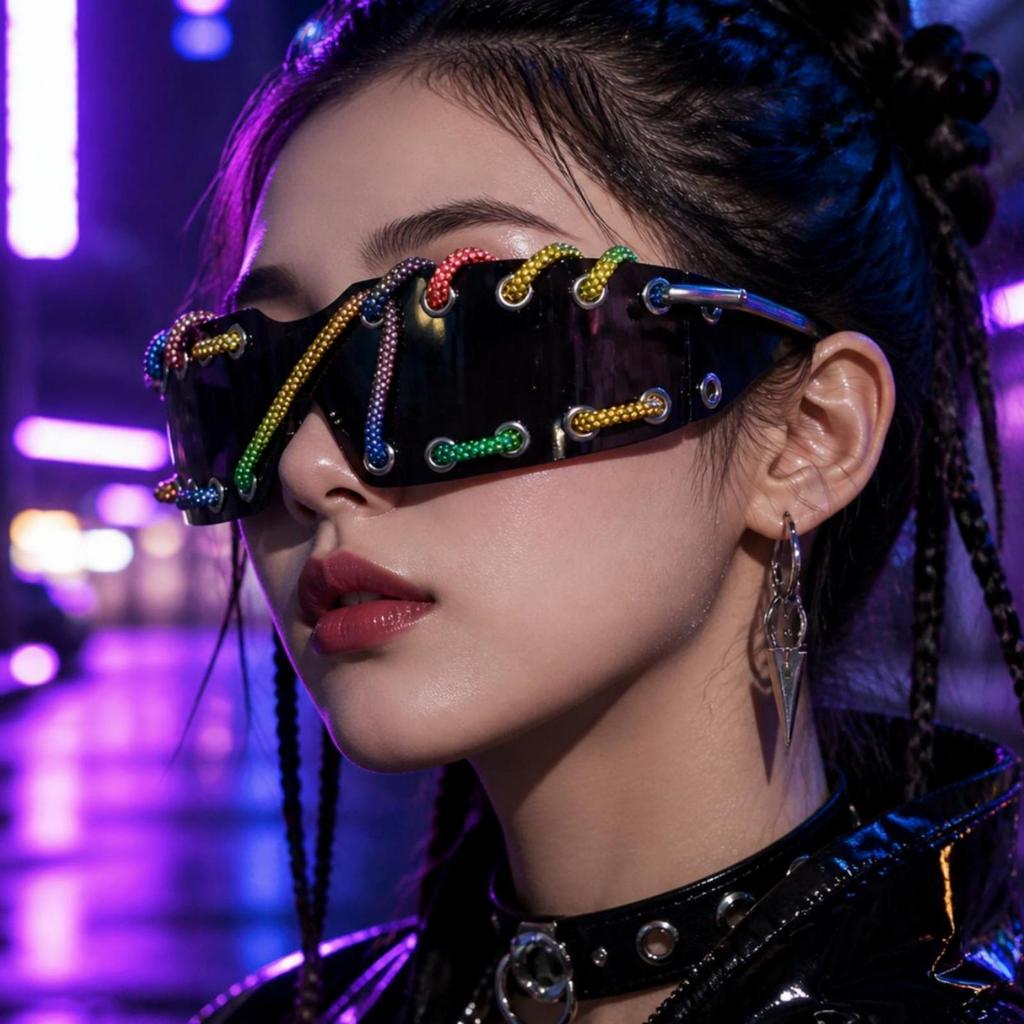 Sunglasses with Rhinestone Cord Sparkle Glasses Trendy for Parties
