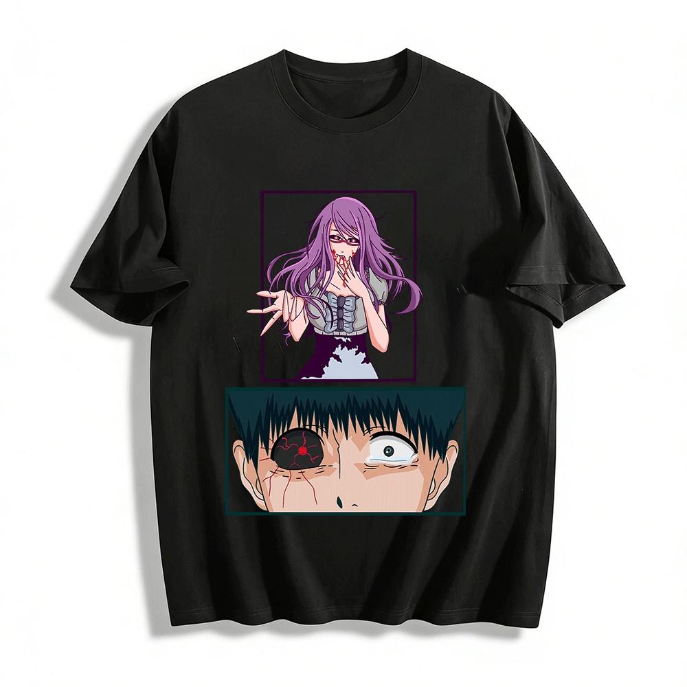 Tokyo Ghoul Rize Kaneki Ken Print Anime Periphery Short Sleeve T-shirt Pure cotton T-shirt XXS