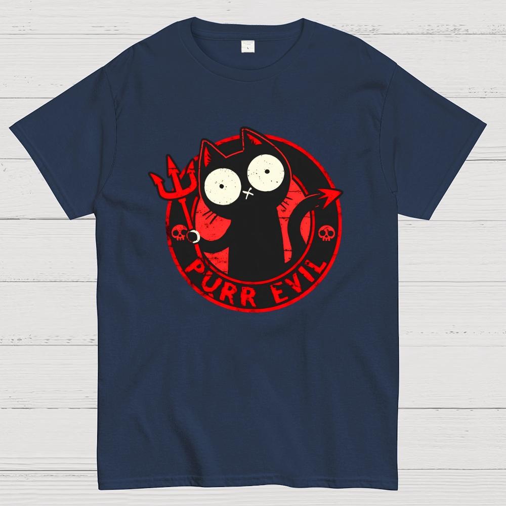 Purr Evil Cat Cotton Summer Casual Cool Loose T-Shirt