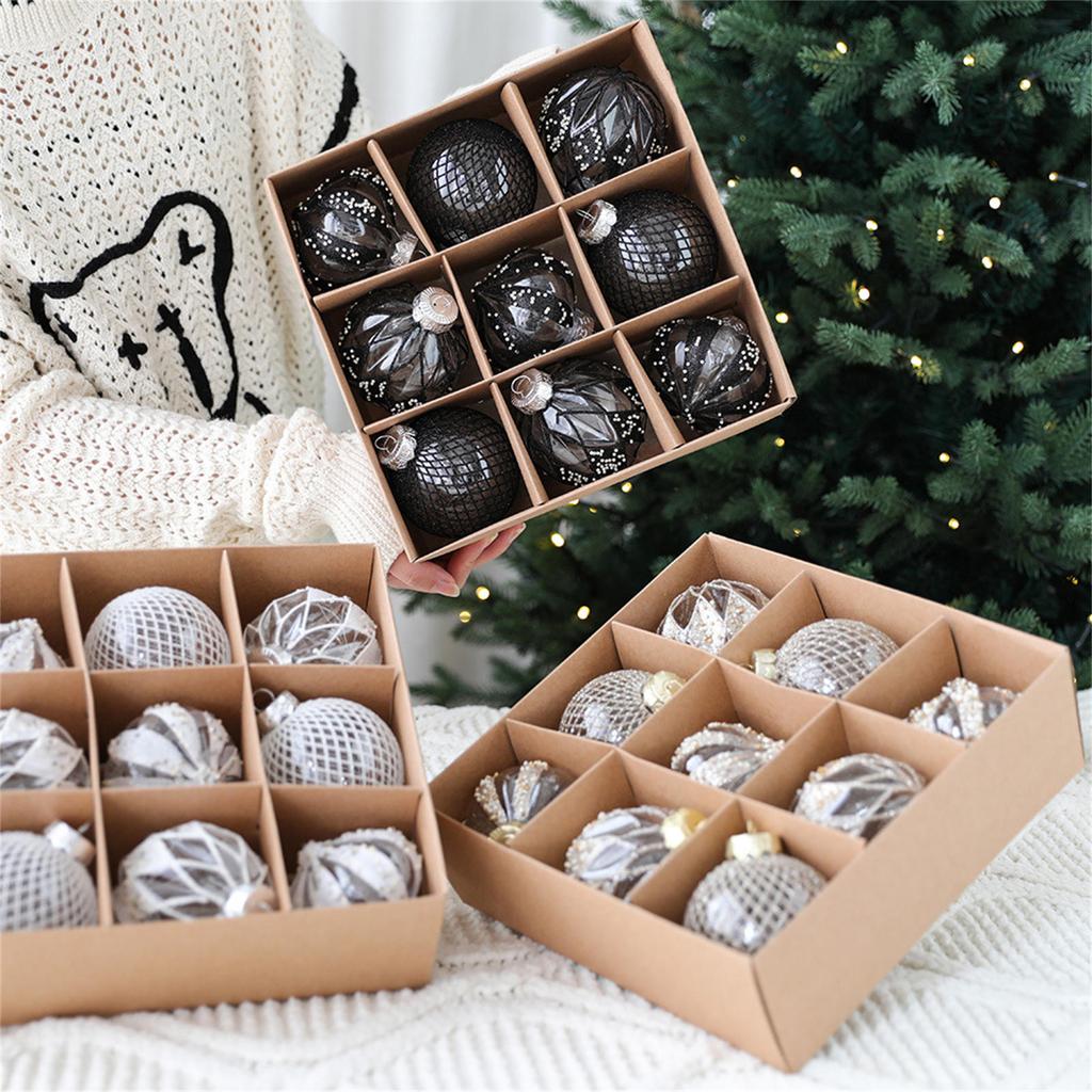 9pcs Christmas Balls Ornament for Christmas Tree Shatterproof Bauble Decor Hanging Ball Holiday Wedding Party Decoration