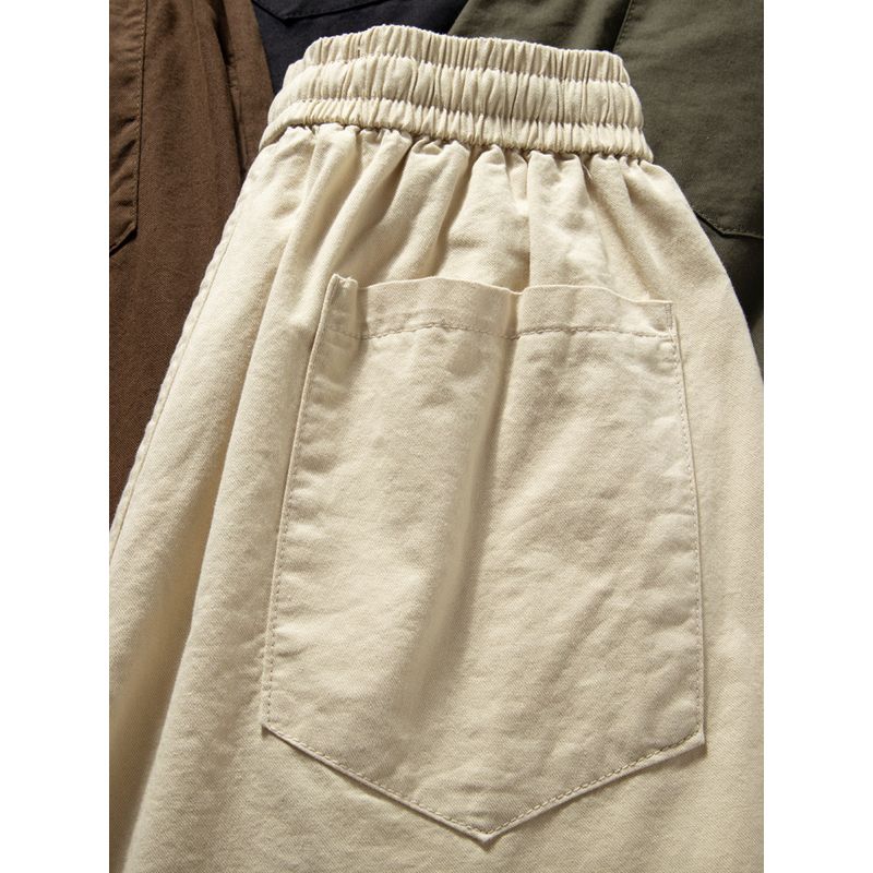 Pants Men's Spring & Fall Thin Pants Washed Pure Cotton Straight Casual Pants Retro Japanese Loose All-Match Wide Leg Pants Trendy