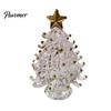 Sparkling Holiday Table Decor Glazed Glass Christmas Tree Ornament with Star Topper, Colorful Small Desktop Art, Faux Crystal Tabletop for Home Office