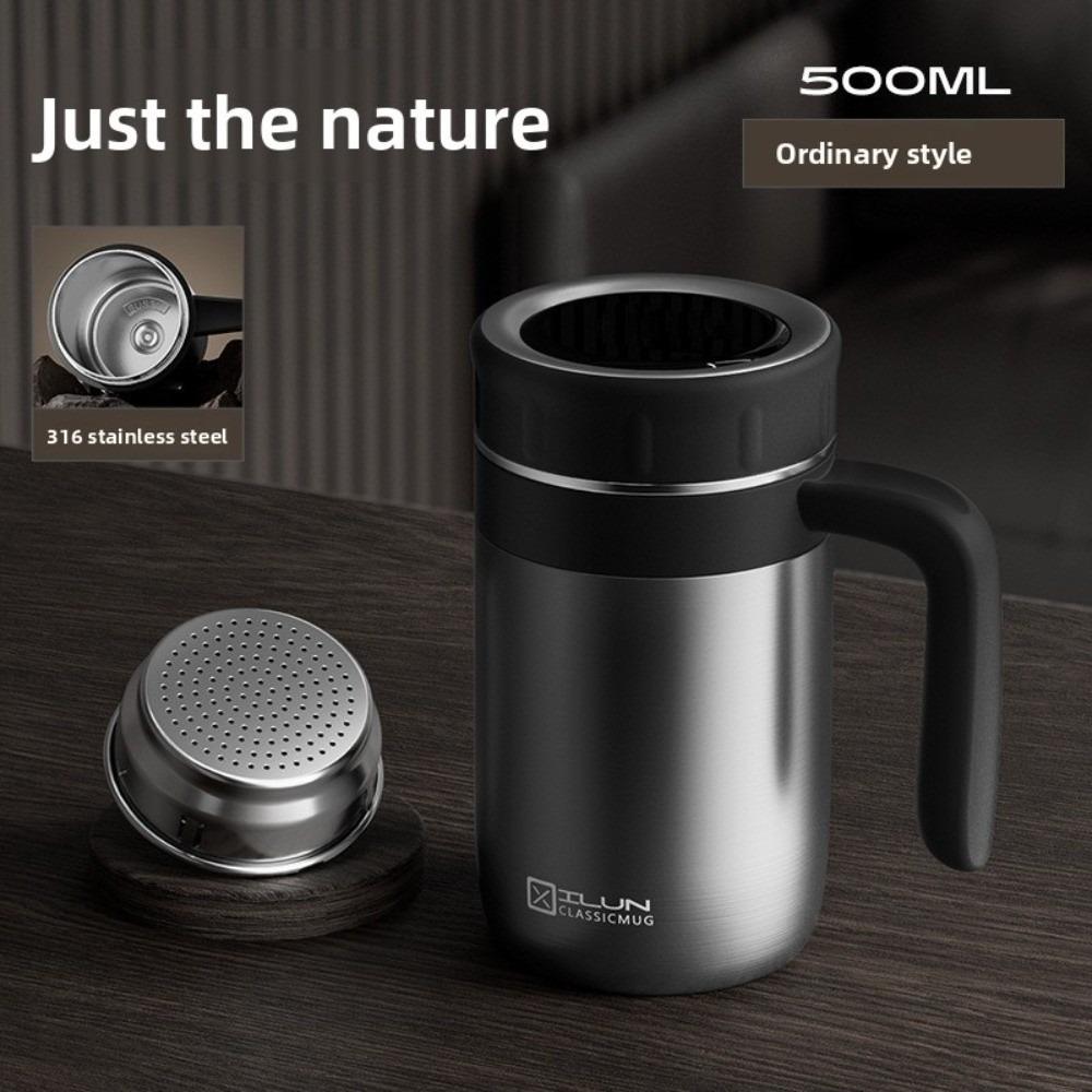 

500ml Memorial Black Tea Cup Large Capacity Tea and Water Separation Vacuum Flasks with Digital Display Black чорний
