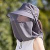 Solid Color Sunshade Sun Hat Wide-Brimmed Shawl Mask Hat Neck Protection Cap  Outdoor