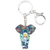WEVENI Enamel Alloy Anime Elephant Keychain Key Ring Charm Jewelry for Women and Girls, Blue, 28mm X 40mm