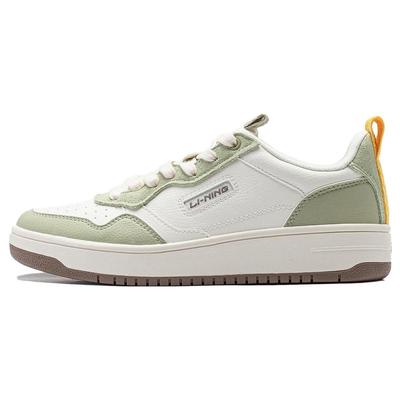 Li Ning Star Sugar Suela Gruesa Aumento de Altura Antideslizante Absorción de Impactos Zapatillas de Skate de Caña Baja Zapatillas de Mujer Verde Blanco AGCT472-3