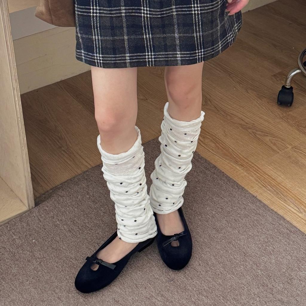 Retro Leg Warmers Spring Autumn Polka Dot Japanese Style Foot Cover Medium Tube Socks Leg Warmers Knee Loose Long Socks Stocking