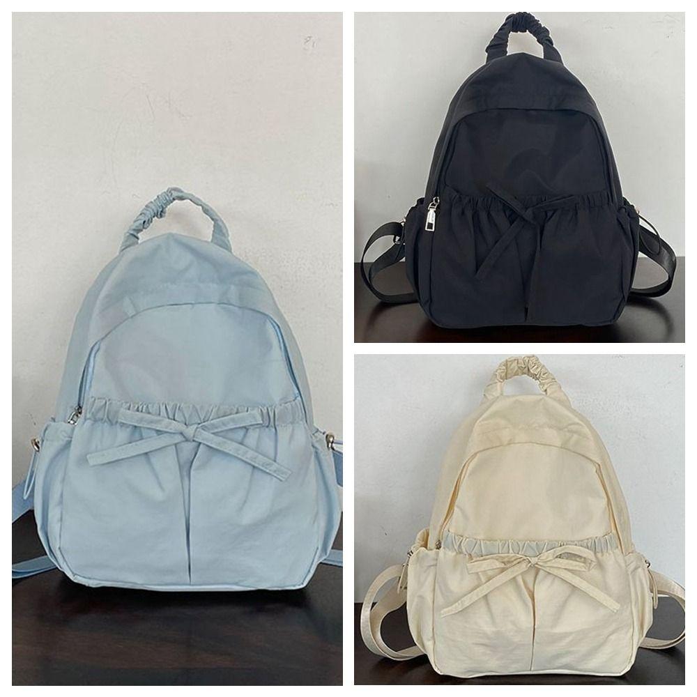 Handbag Nylon Backpack Korean Style Shoulders Bag Cute Bow Backpack  Office Worker