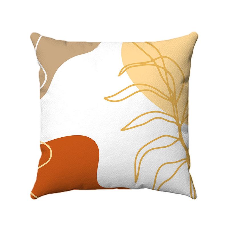 Simple And Abstract Geometric Plants Digital Printing Short Plush Pillow Covers For Car Sofa Office Cushion Cover Home Goods