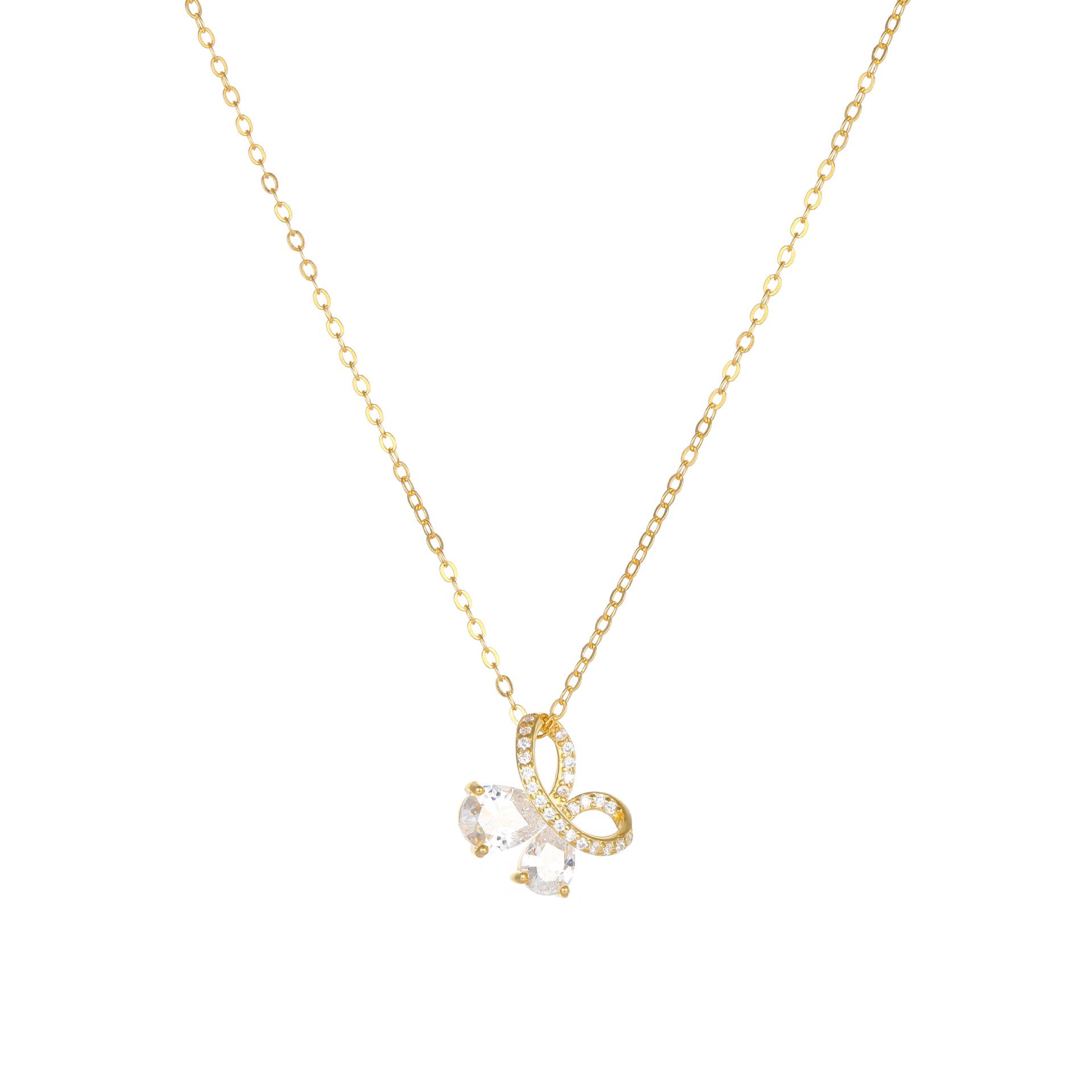 High-End S925 Sterling Silver Zircon Butterfly Necklace - Luxury, Shiny Geometric Clavicle Jewelry for Women 925 Sterling Silver