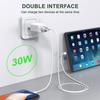 Chargeur Secteur 30W - 2 Ports USB-C et USB-A - Charge Rapide - Compatible iPhone 17/17 Air/16/16e