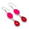 Natural Carnelian, Rubillite 925 Sterling Silver Jewelry Earring 2.21" AEE-11307