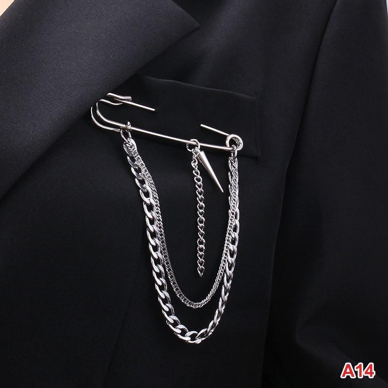 Hip Hop Trendy Imitation Pearl Tassel Chain Brooches Punk Style Paper Clip Pants Chain Accessory For Men Women