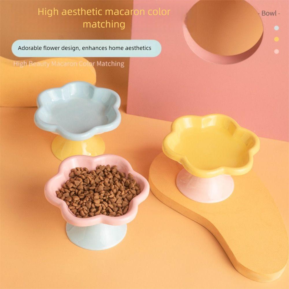 Neck Protection Ceramic Cat Bowl Non-slip Dog Food Water Container Pet High Foot Bowl Water Plate
