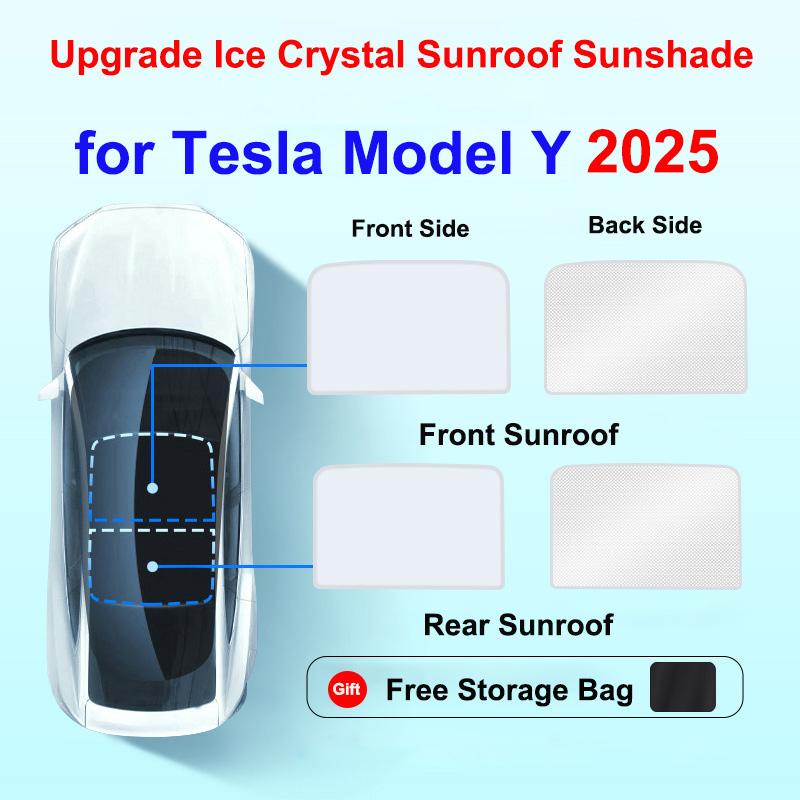For Tesla Model Y 2025 Model 3 Highland 2024 Sunshade Roof Skylight Sunroof Upgrade Ice Cloth Buckle Front Windshield Sun Shade