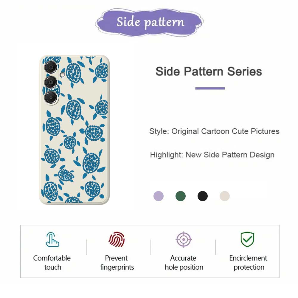 For Samsung Galaxy A16 5G/4G Case Blue Turtle Pattern Printing Straight Edge TPU Phone Back Cover