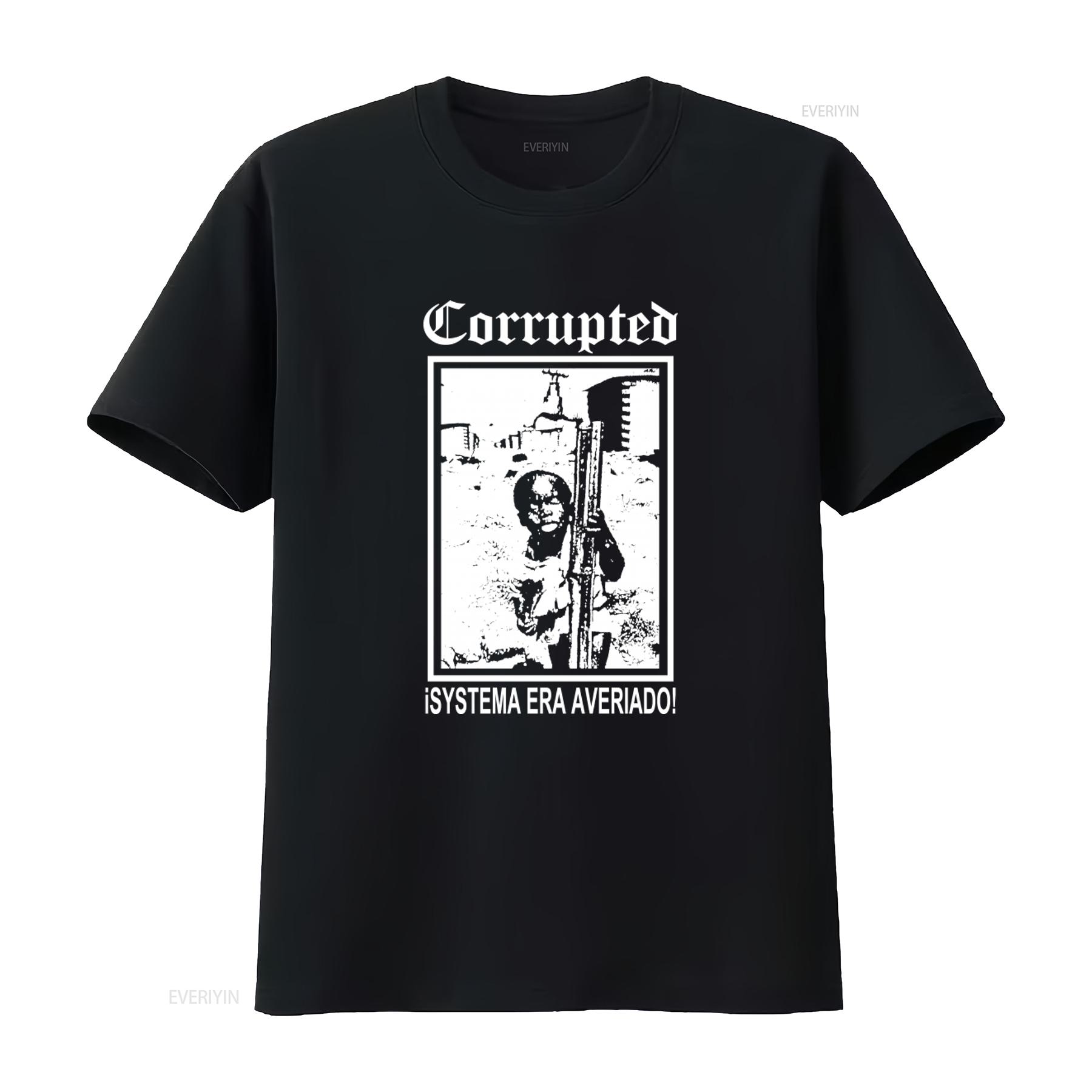 

CORRUPTED Systema Era Averiado Print T shirt for Men Bold Statement Design vintage Washed Comfortable Unisex Stretched 4XL