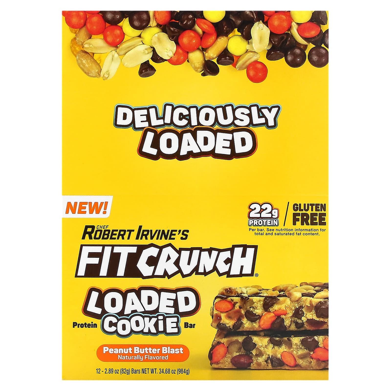 

FITCRUNCH, Protein Loaded Cookie Bar, Peanut Butter Blast, 12 Bars, 2.89 (82 g) Each