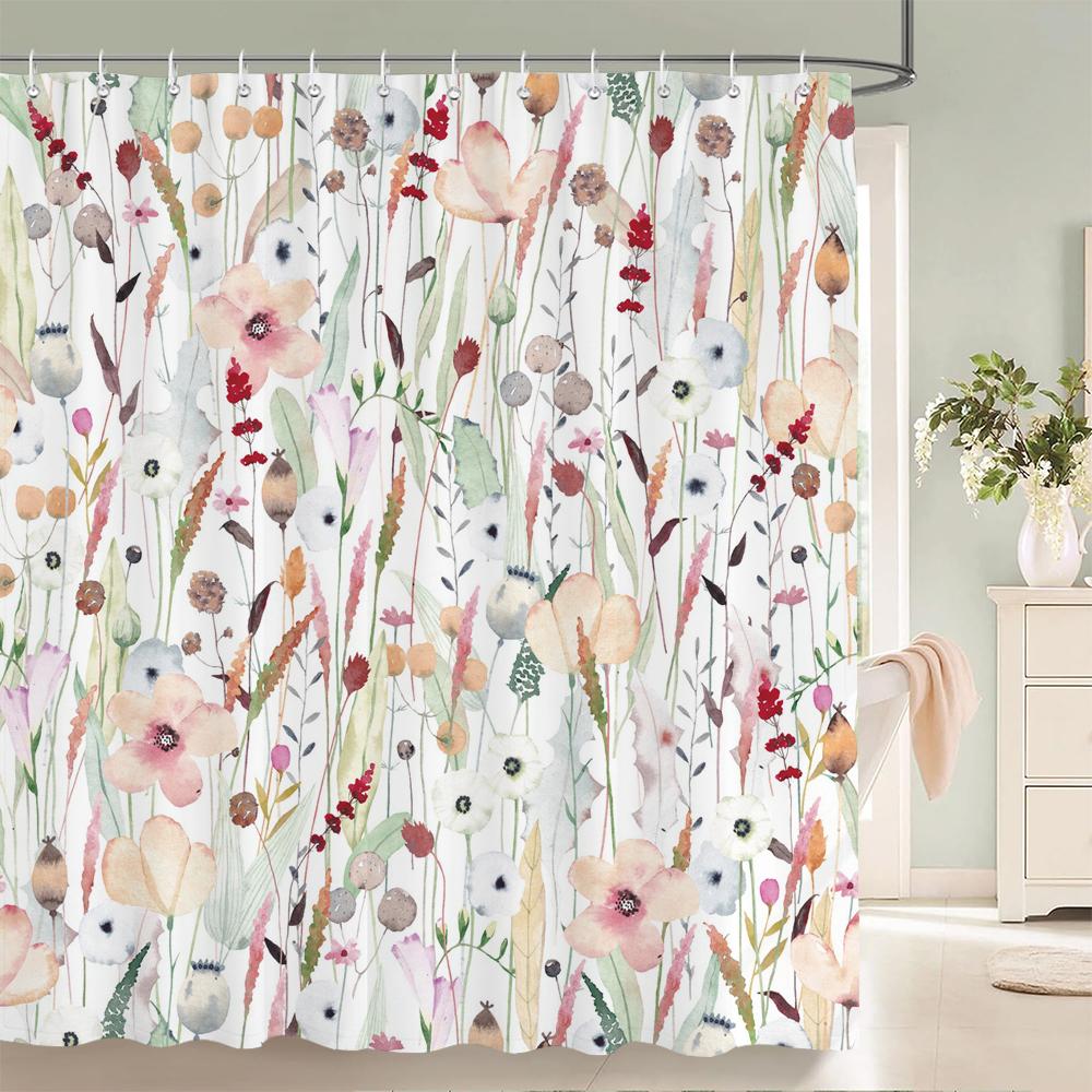 

3D Цветок Подсолнух Растение Лист Принт Шторы для душа Занавеска для ванной Ткань Водонепроницаемый Полиэстер Экран для ванны с 12 крючками W90xH180cm