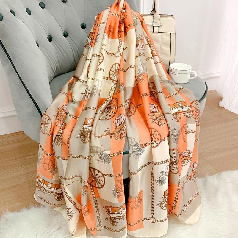 Luxury Brand Women Scarf Fashion Print Silk Scarves Summer Shawls And Wraps Soft Pashmina Lady Bandana Foulard Hijabs
