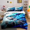 Blue Abstract Hero Print Bedding Set (1 Duvet Cover, 2 Pillowcases, Duvet Not Included)