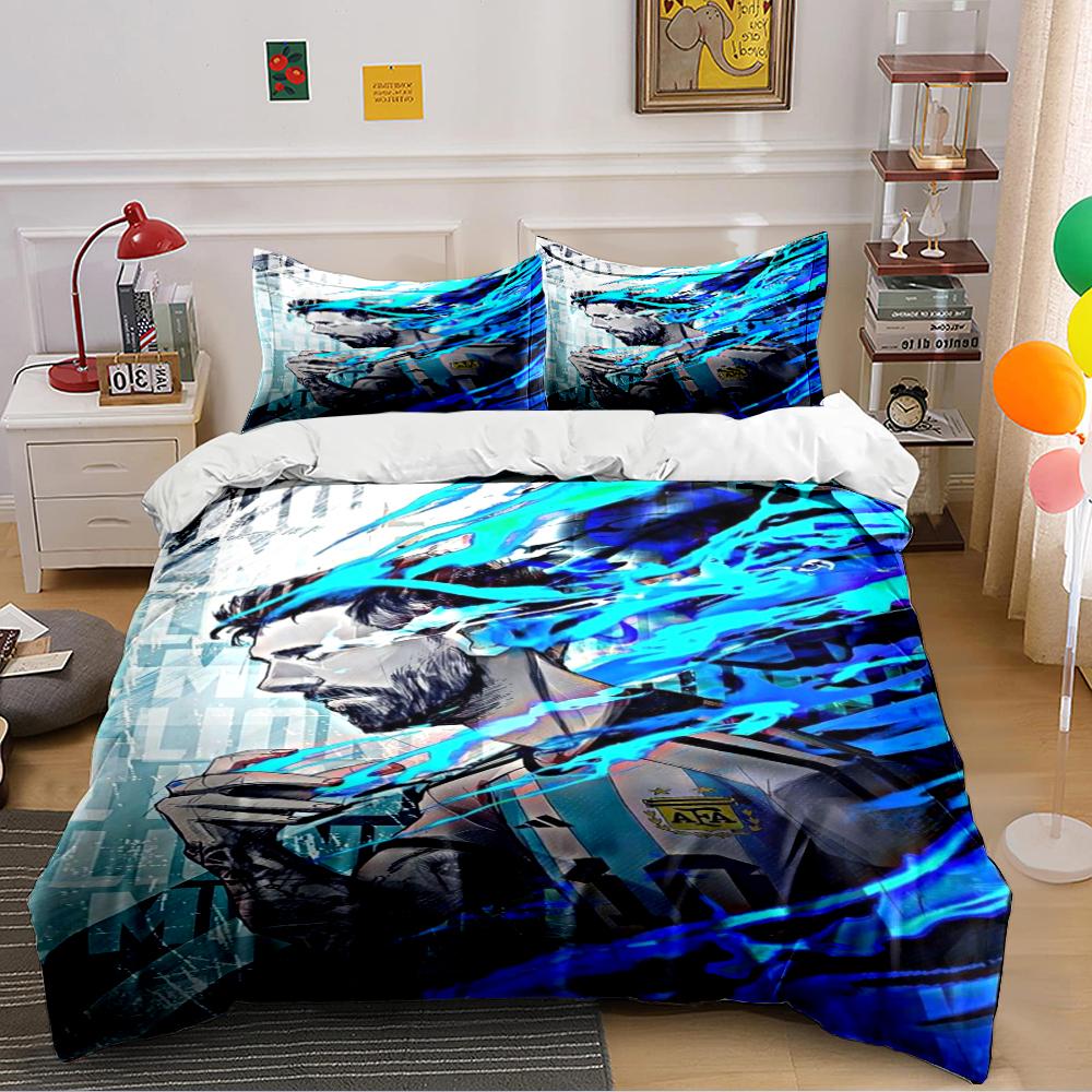Blue Abstract Hero Print Bedding Set (1 Duvet Cover, 2 Pillowcases, Duvet Not Included)