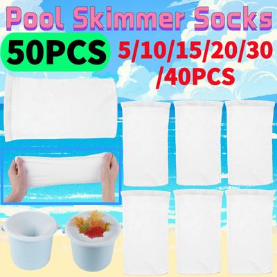 50-5Pcs Pool Skimmer Socks Elastic Nylon Mesh Design Pond Debris Leaves Filters Basket Filters Skimmers Swimming Pool Clean Part