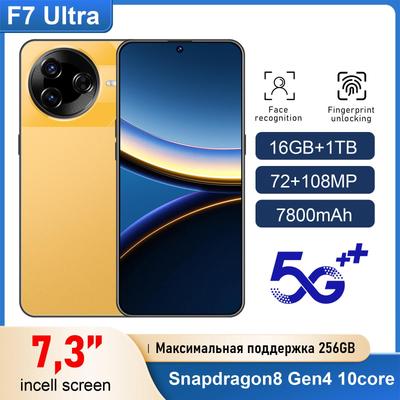 Smartphone Exclusivo F7 Ultra HD: Tela Grande, 16GB de RAM + 1TB de Armazenamento, Android