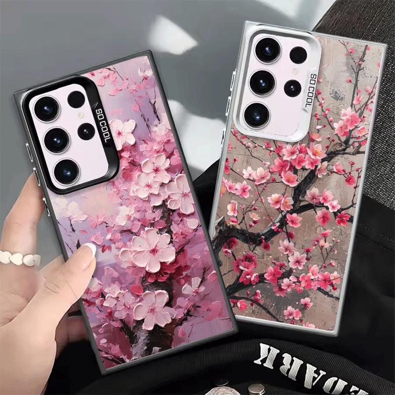 Cherry Blossom Sakura Fashion Soft Phone Case for Samsung Galaxy S24 S25 FE S26 Edge S23 Ultra S22 Plus S21 + Shockproof Cover B