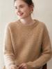 Women's Thickened Cashmere Sweater - Round Neck, Drop Shoulder, Loose Cable Knit Pullover