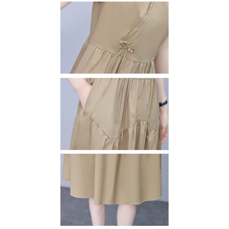 Summer French Elegant Temperament Fashion Casual Dress Age Reducing High Waist Slimming Mid Length Dress for Ladies