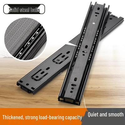 Three-Section Silent Damping Drawer Slide for Computer Desk Keyboards, Cold Rolled Steel Track Rails.