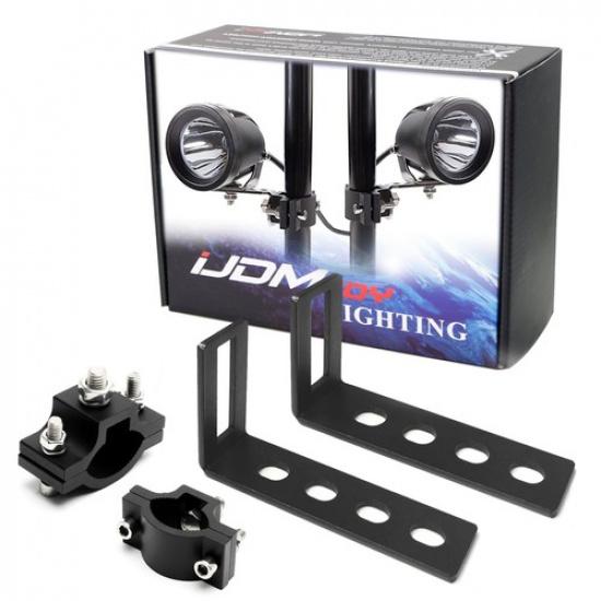 (2) 0.7-1.2 Size Adjustable Tube Clamps w/ L-Shape Aux Light Mounting Brackets