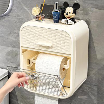 Toilet Paper Holder Wall Mounted Non Perforated Waterproof Tissue Box Storage Rack Paper Drawer Bathroom Accessories