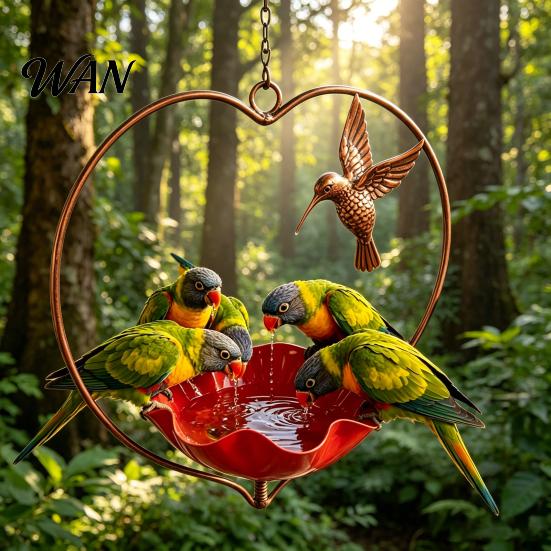 Heart-shaped Bird Feeder Outside Hummingbird Feeder, Weather-proof Metal Butterfly Bath, Bath Hanging Feeding Bowl for Outdoor Garden Patio Yard