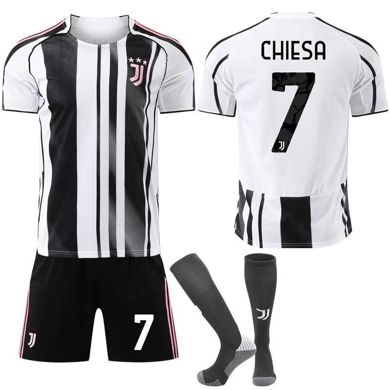 Sezonul 2022-26 Sezonul 7 Chiesa 9 Hovic Negru Alb Jachetă de Fotbal Ediție pentru Copii Set Tricou de Casă Juventus