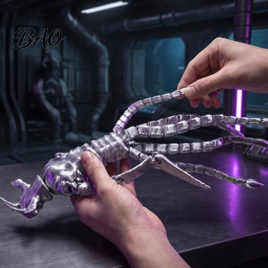 Customizable Pose Toy 3D Printed Sea Monster Toy, Multi-Joint Articulated Figure, Flexible Mythical Deep Creature Posable Desktop Ornament Fidget