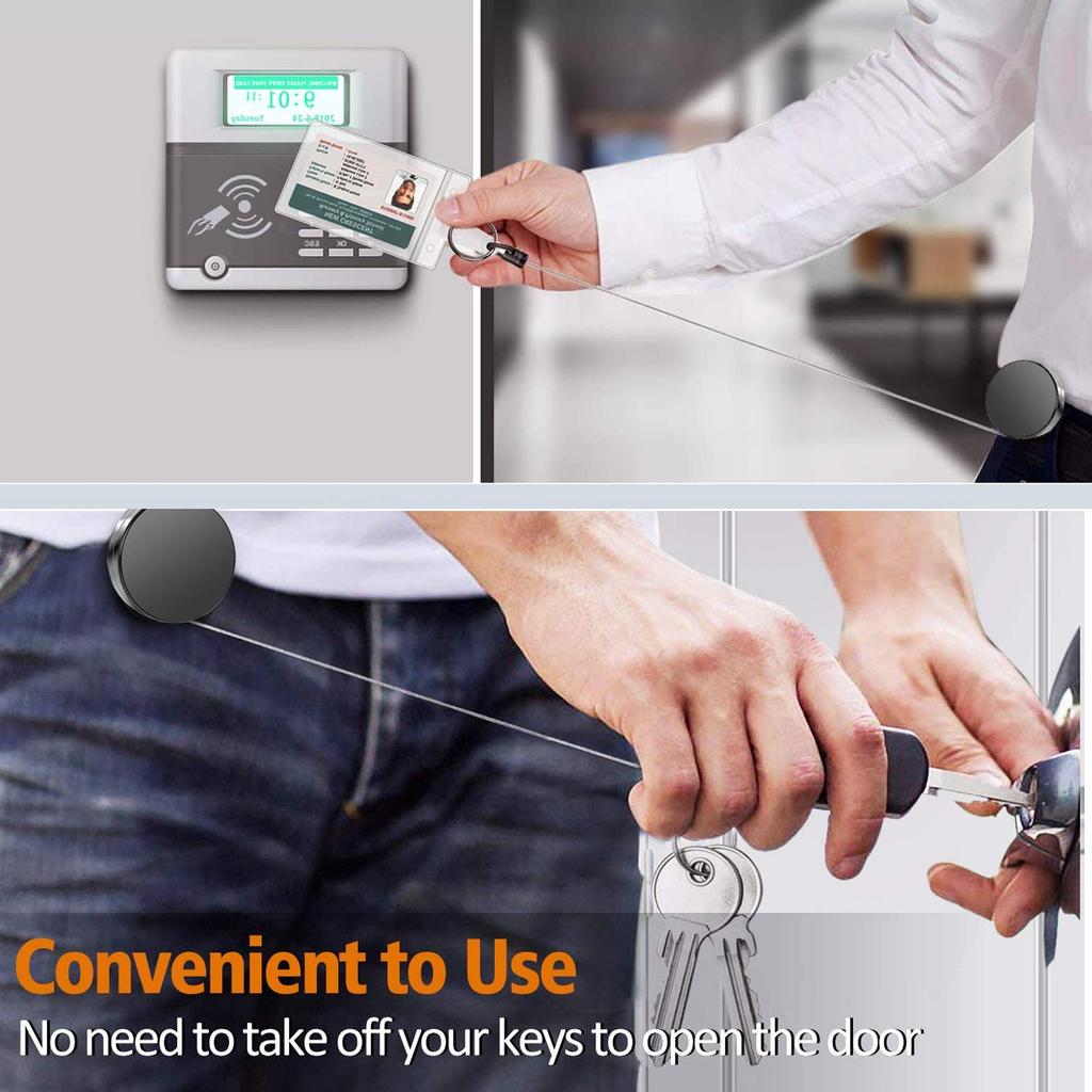 Reel Hanging Name Tag Extendable Reel Extends up to Loss Drop Includes 2 Carabiners and 2 ID Card Set of Round [Toplive] Keychain, Pin-on Reel, Reel,