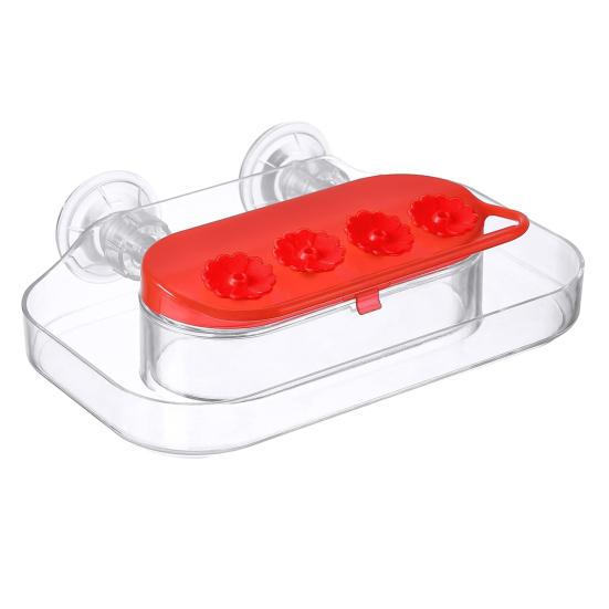 

Кормушка для колибри на окно, прочная присоска, кормушка для колибри с 4 портами для кормления, пластиковый поднос для кормления птиц на открытом воздухе красный