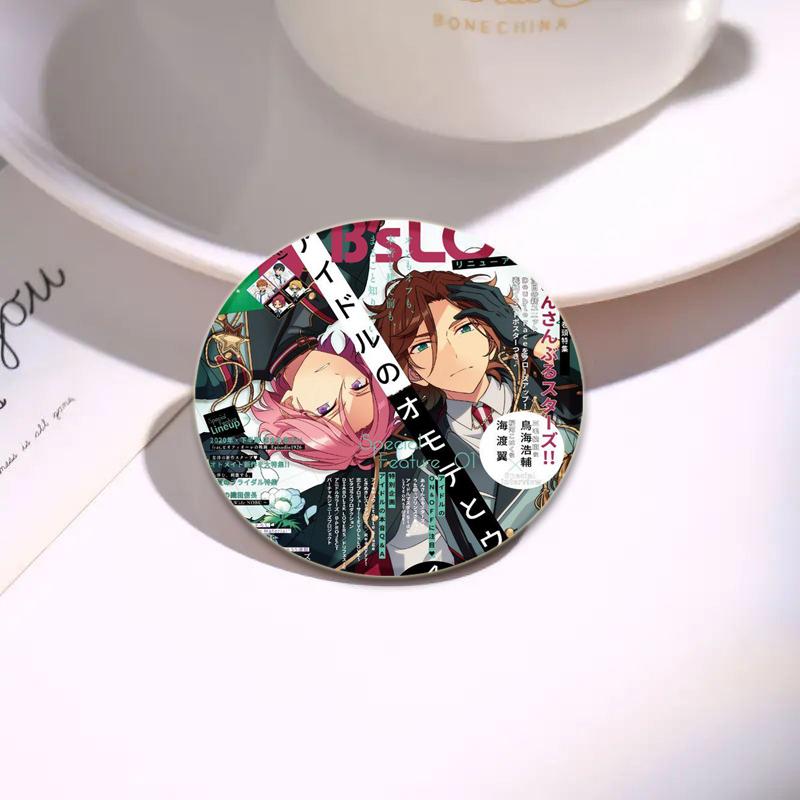 32/44/58mm Ensemble Stars Handgemachte Anstecknadel Rund Cartoon Lustig Einrastbare Broschen für Rucksack-Zubehör Anime Sammlerstück Abzeichen Hutdekoration