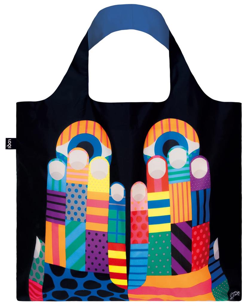 LOQI Craig Karl Look Now Recycled 50cm W x 42cm H to top of Included x 11cm CK.DL & Don't Bag, Black, Approx. (69cm handle), Pouch 11.5cm