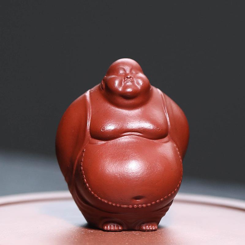 Purple Clay Maitreya Buddha Guanyin God Of Wealth Tea Pet Luxury Exquisite Miniature Tea Figurine Play Toys Tea Statue Ornaments