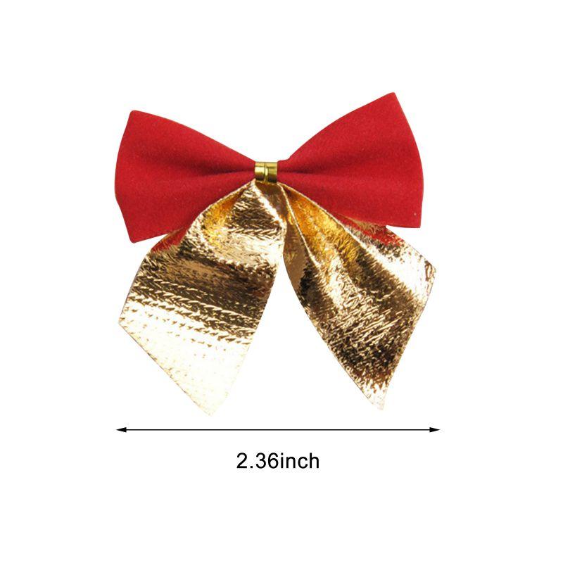 12pcs/lot Craft Bows DIY Christmas Tree Decorations Bows For Crafts Christmas Bows Gold Silver Red Bowknot Home Decoration