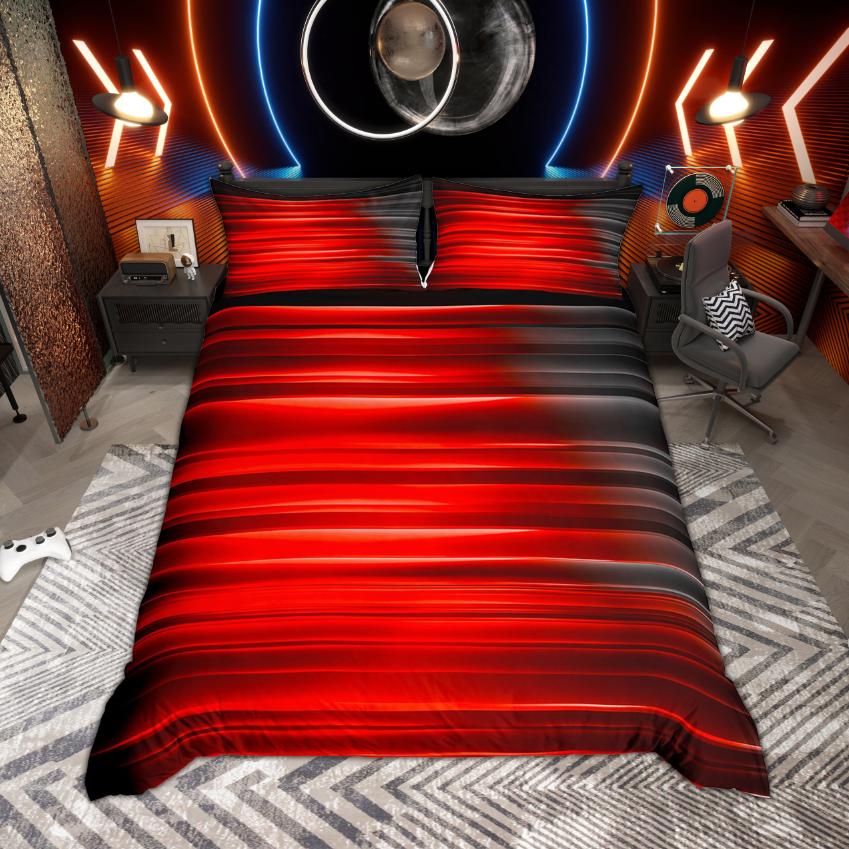 Homewish Modern Neon Lights Duvet Cover Set Gradient Galaxy Bedding Polka Dots Quilt Cover Set